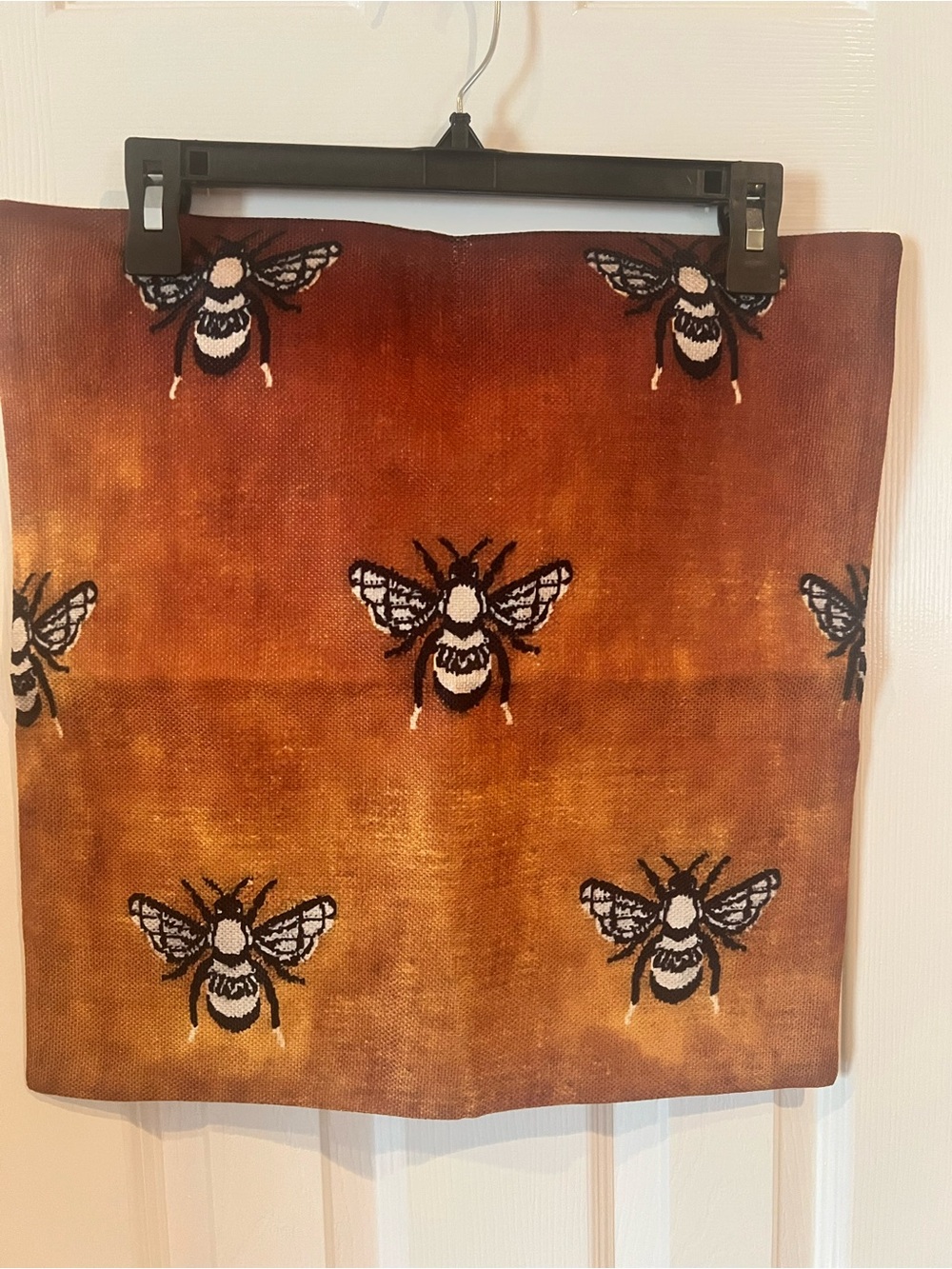 Bee Motif Pillow Cover 12x12 in Warm Amber
